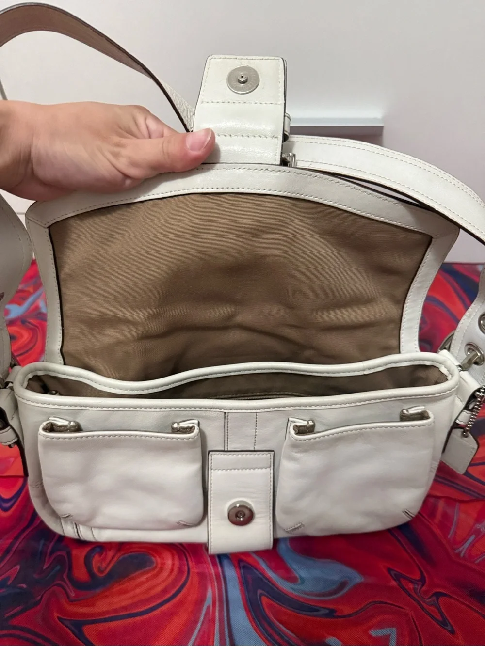 Rare Archival Vintage Y2K Coach Soho White Leather Buckle Hobo Bag